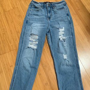 Holister high rise ripped mom jeans